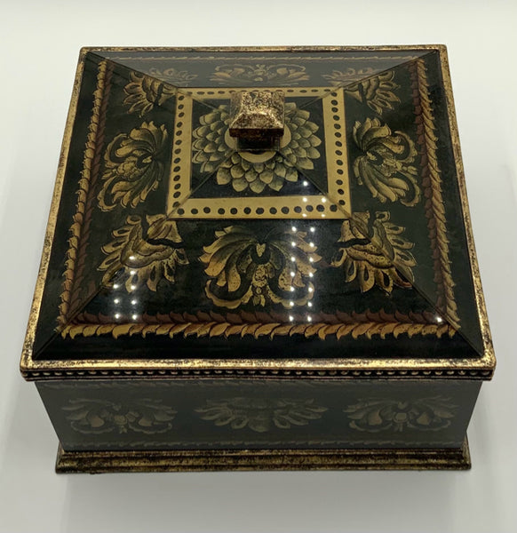 Uttermost Black & Gold Box With Glass Overlay