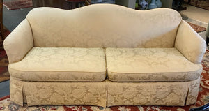 Camelback Sherrill Sofa with Gold Damask Upholstery