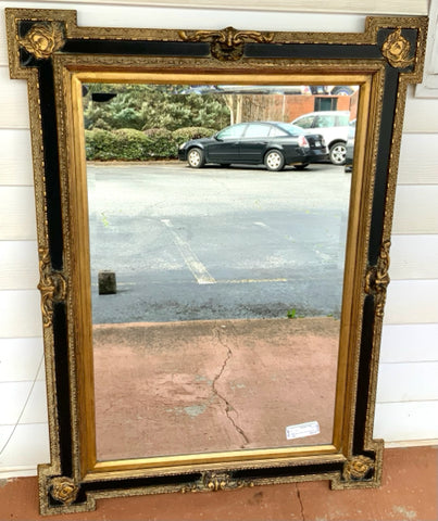 Black & Gold Wall Mirror with Cherub Detail