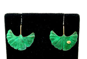 18kt Enamel Leaf Earrings
