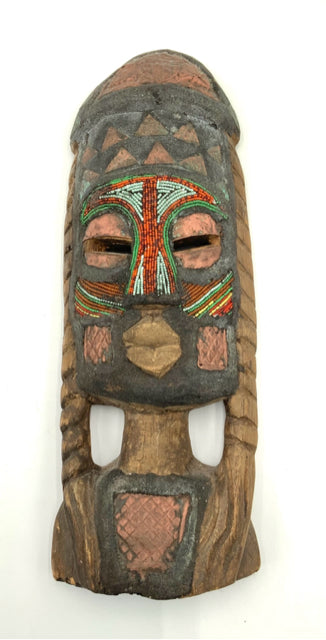 Vintage African Tribal Mask with Beaded Detail