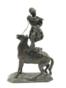 Eugene Alexandrovitch Lanceray Bronze Sculpture of Soldier on Horseback AS-IS