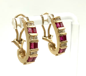 14kt Gold, Diamond & Ruby Earrings