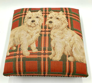 Upholstered Footstool with Terrier Motif