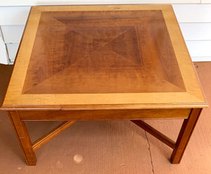 Vintage Handmade Wood Coffee Table with Inlay