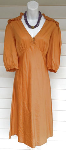 STARK Tangerine w/Ruffle Detail V-Neck "Lucy" Dress