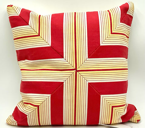NEW! Custom Red & Yellow French Ticking Throw Pillow