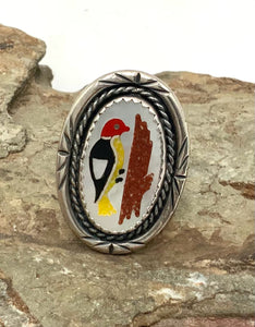 Zuni Sterling Silver &  Mother of Pearl Inlay Ring