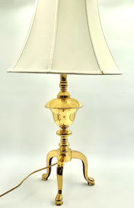 Brass Tripod Lamp with Bell Shade