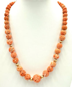 14kt Gold & Coral Beaded Necklace