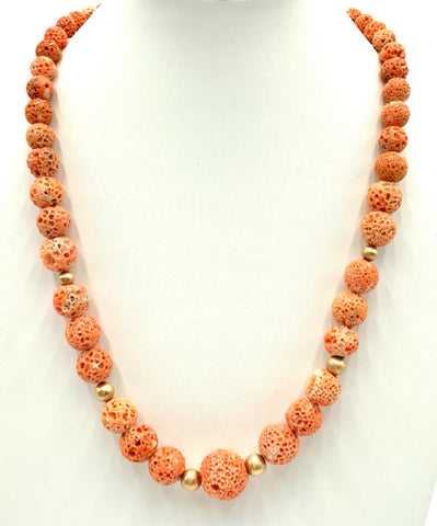 14kt Gold & Coral Beaded Necklace