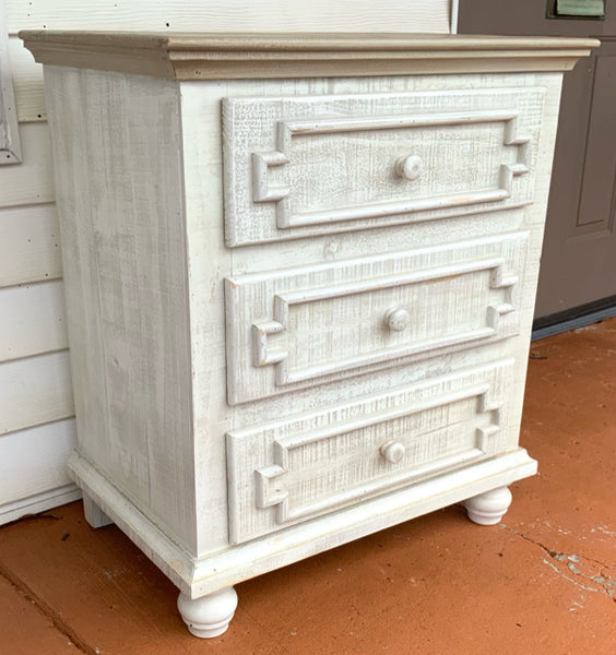 Mexican Wood Three Drawer Painted Chest