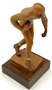 Vintage Wood Carved Football Player