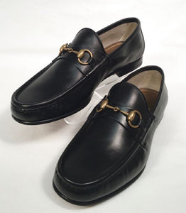 GUCCI Black Leather Brass Bit Nero Glamour Loafers Mens 7/ Womens 9