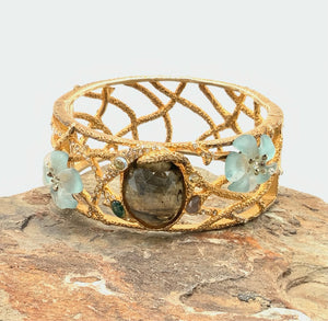 ALEXIS BITTAR Allegory Labradorite, Lucite Floral Hinged Bangle