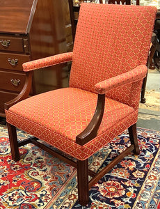 Upholstered Armchair with Rust & Gold Fabric