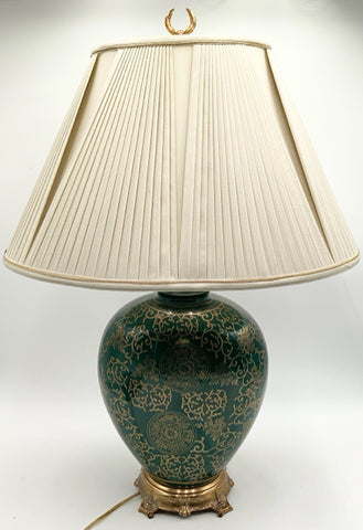 Frederick Cooper Green and Gold Ceramic Lamp