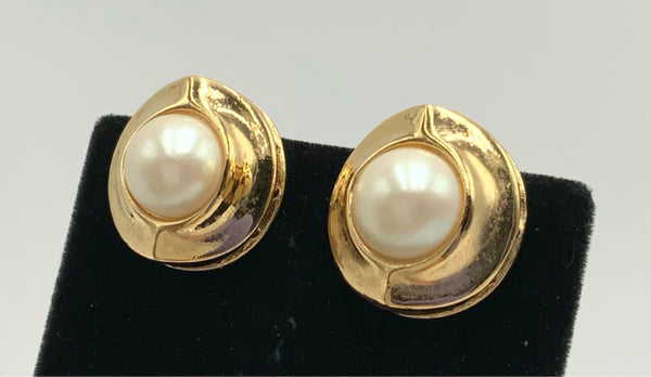 GIVENCHY Goldtone Faux Pearl Clip-on Earrings