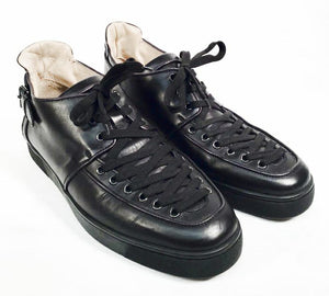 CHRISTIAN LOUBOUTIN Black Leather Buckle Back Sneakers 44.5