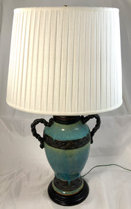 Vintage Turquoise Ceramic Urn Table Lamp