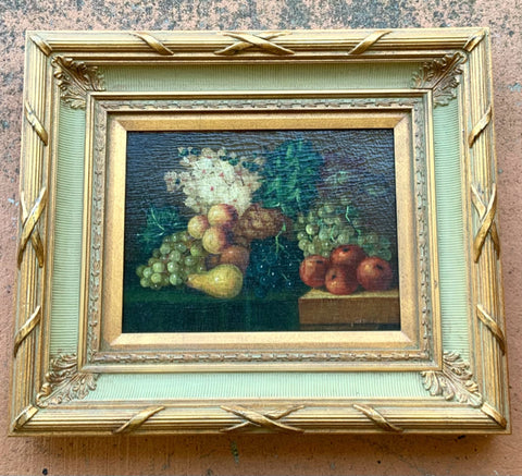 Oil on Canvas of Fruit Still Life In Gold Frame