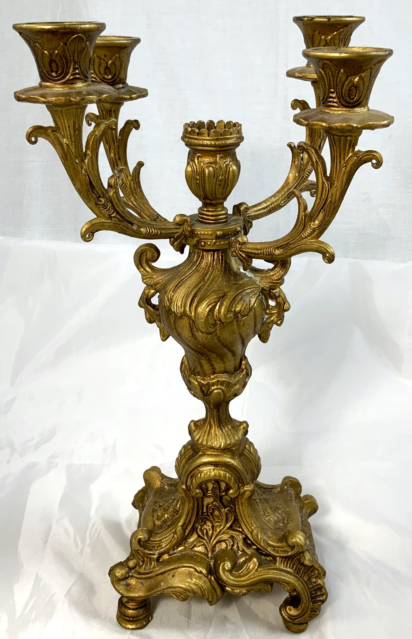 Cast Brass Ornate 5 Arm Candelabra