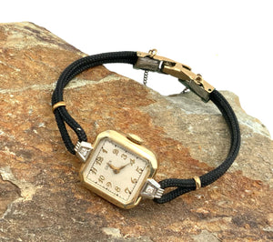 Gruen Vintage 10kt Diamond Silk Cord Watch