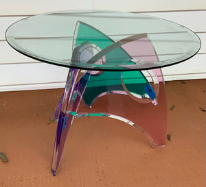 Modernist Lucite Occasional Table with Glass Top AS-IS