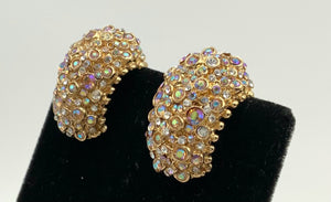 ST JOHN Champagne Crystal Pave Clip-On Earrings