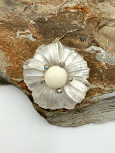 Replica Italy Acrylic Flower Pin with White Bead Center