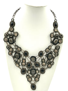 Deepa Gurnani Webbed Black & Silver Bib Necklace