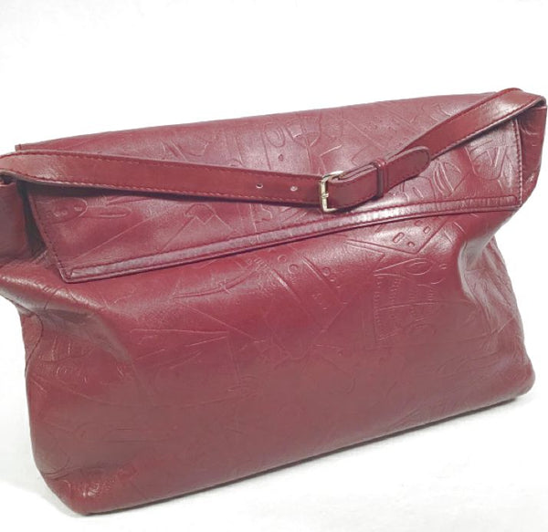 PRADA for Neiman Marcus Vintage Brown Stamped Leather Clutch