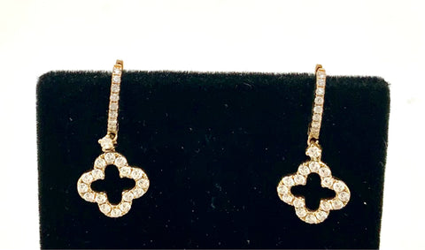 B & Co 18kt Yellow Gold Quadrifoil Diamond Earrings