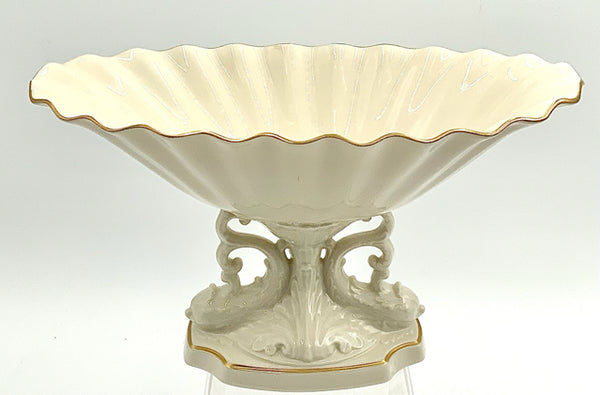 Lenox Aquarius Porcelain Oval Compote with Dolphin Base