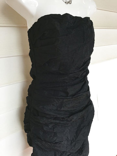 ALL SAINTS Black Ruched Side Zip Strapless "Ambrose" Dress
