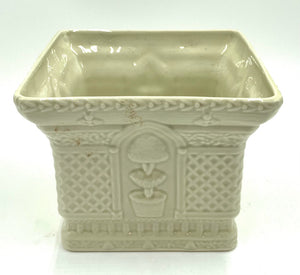 Square Ceramic Cache Pot with Topiary Design