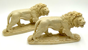 Pair of Vintage Composite Lions From Mexico
