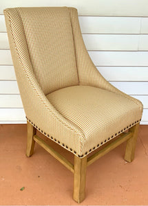 Pair of Check Upholstered Arm Chairs with Nailhead Trim