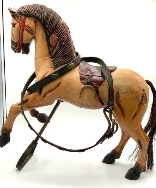 Vintage Painted Carousel  Horse With Metal Stand