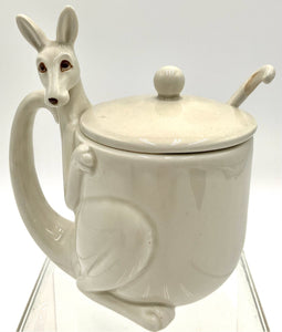 Fitz & Floyd Ceramic Kangaroo Lidded Mug wih Spoon