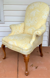 Pair of Armchairs with Yellow & White Floral Upholstery